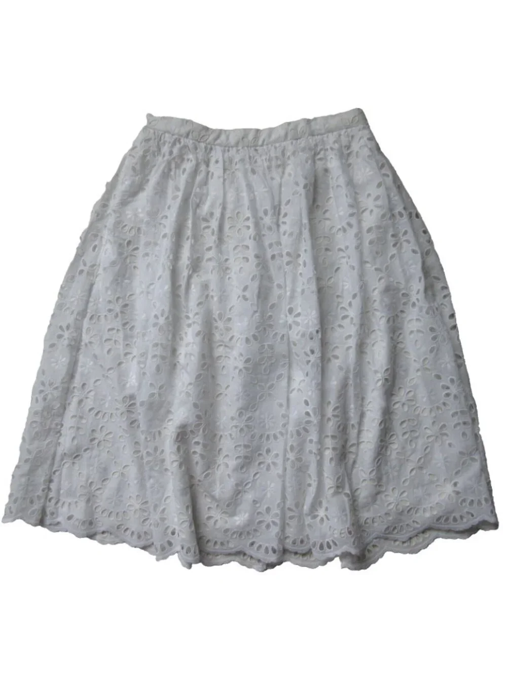 NWT J.Crew Full Midi in White Embroidered Eyelet A-line Skirt 4